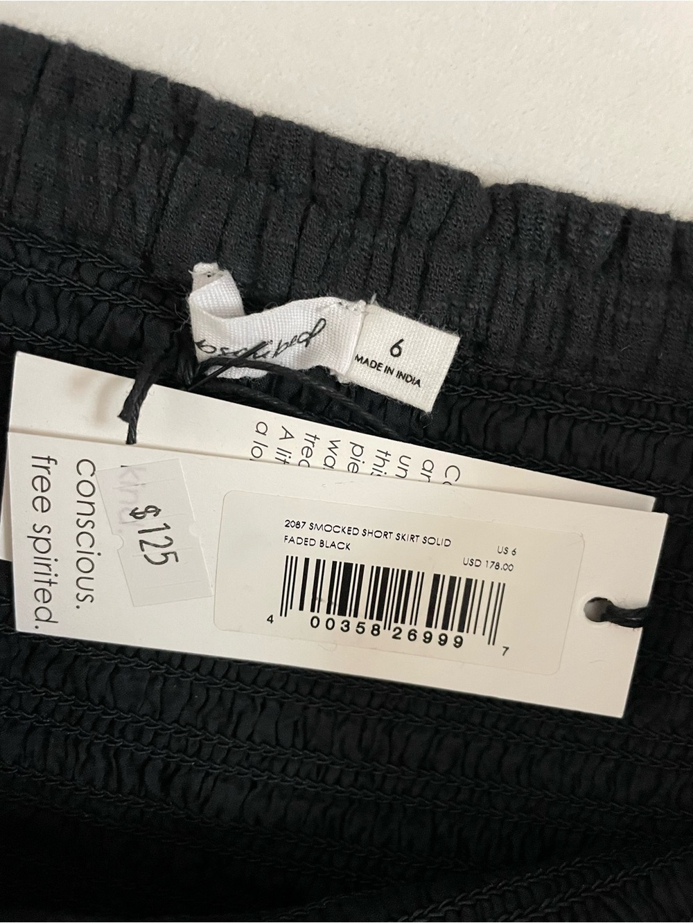 Unsubscribed NWT 2087 Smocked Short Skirt Solid Faded Black Size 6 Floral print - Picture 8 of 12